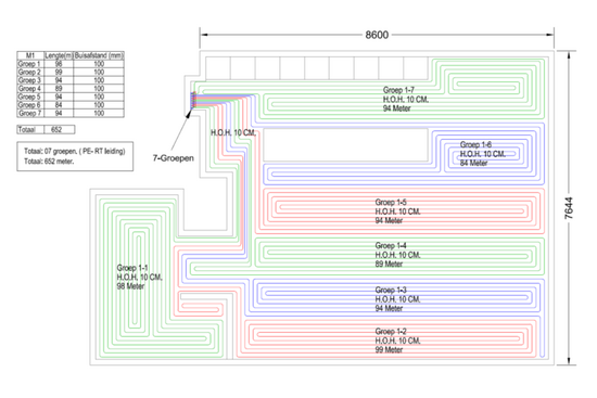 Vloerverwarming legplan - afb. 3